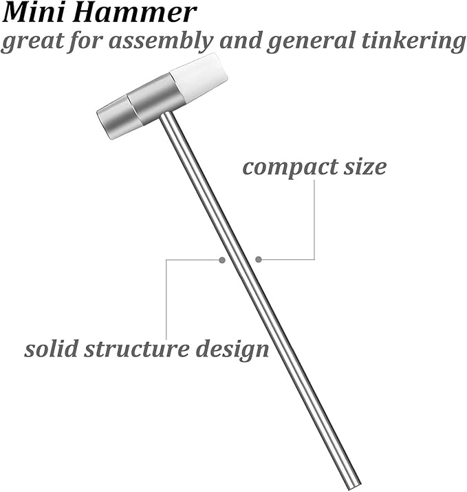 2pcs Dual Head Small Hammer for Fiddly Job, Plastic Head and Metal Head, 7 Inches Length, Smooth Grip, Jewelry Mallet, Mini Mallet for Watch, Tuning, Woodworking, Toys, Handcraft, Leather, Instruments