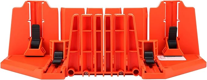 Miter Box 14 Inch Woodworking Clamping Plastic Saw Storage Box 4 Angle Slot Types Wood Cutting Hand Saw Box Hardware Tool with Clamp for Woodworker Carver Carpenter