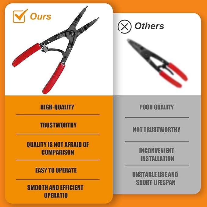 38700 Snap Ring Pliers 10in Heavy Duty Internal External Circlip Pliers with Ratchet Locking Design Anti-slip Snap-ring Installation Removal Kit Fit for Ford Super Duty Pickups 2007 and Newer (Red)