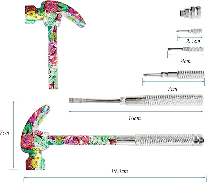 6 in 1 Flower Hammer & Screwdriver Tool, All In One Screwdriver Hammer Tools Set, Best Gift for Birthday Valentine's Mother's day Christmas Thanksgiving Halloween