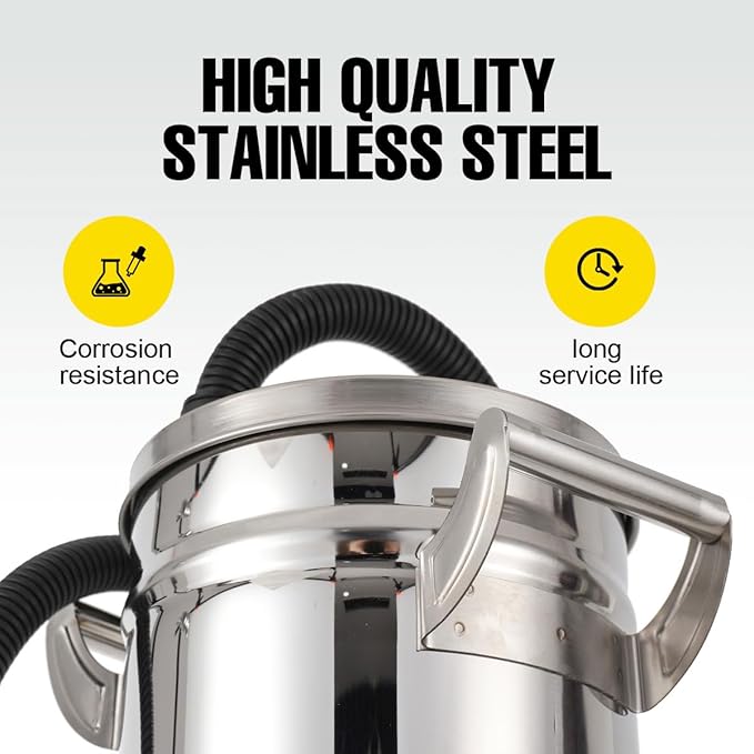 ECUTEE 8L Stainless Steel Fluidized Powder Hopper for Coating Machine 304 Fluidized Powder Bucket, Diameter 20 cm Fluidized Hopper Cup for Coating Machine