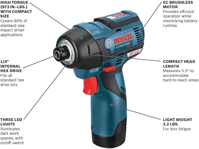 Bosch PS42-02 12V Max EC Brushless Impact Driver Kit