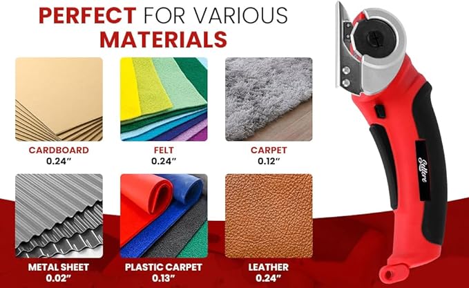 Sellere Electric Cutter for Cardboard & Carpet - Cordless Electric Scissors for Fabric - Carrying Case Included - Box Cutter Electric - 4.2V & 2000mAh - Low Noise & Low Vibration