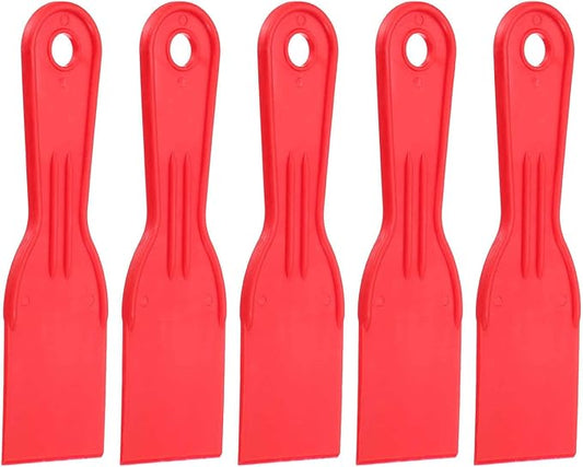 HARFINGTON 5pcs Putty Knife Scraper 2" Width Flexible Plastic Putty Knife Paint Scraper Tool for Taping Drywall Spreading Painting Wall Scratching Red