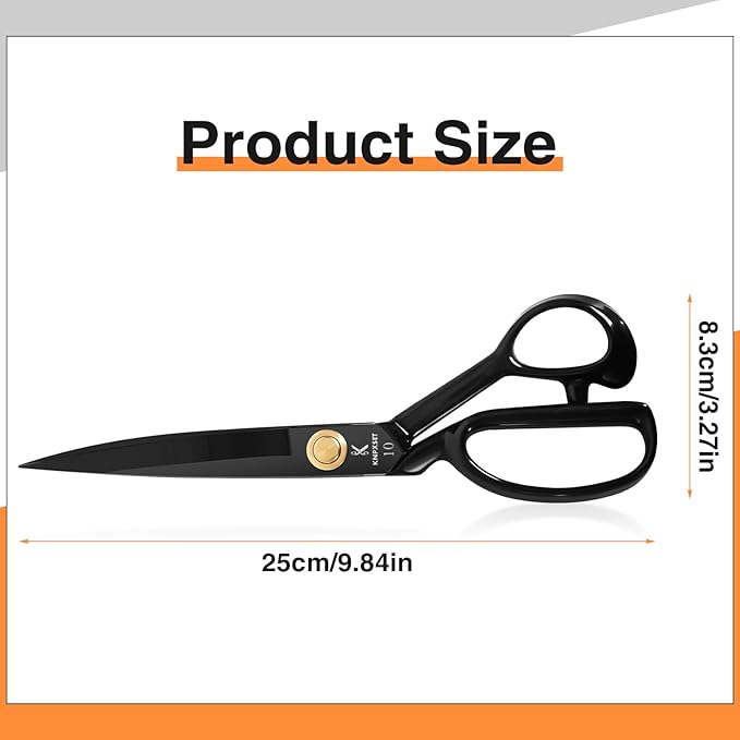 Premium Tailor Scissors Heavy Duty - 10 inch Stainless Steel Sewing Scissors, Fabric Shears for Leather, Home, Office, Artists, Dressmakers