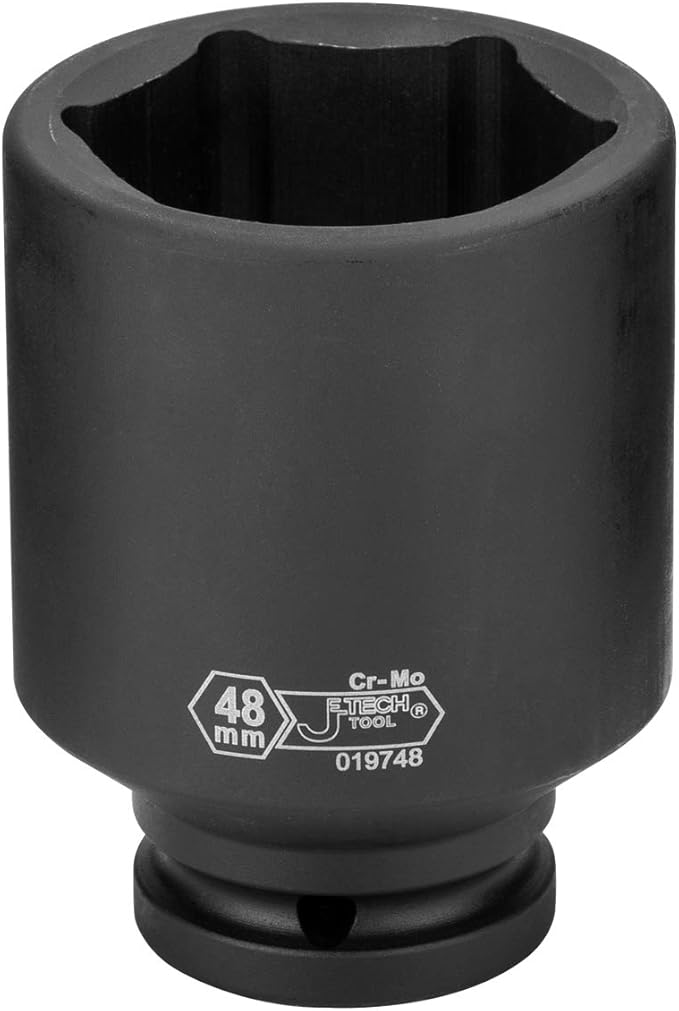 Jetech 3/4-Inch Drive 48mm Deep Impact Socket with 6-Point Design, Heat-Treated Chrome Molybdenum Alloy Steel, Metric