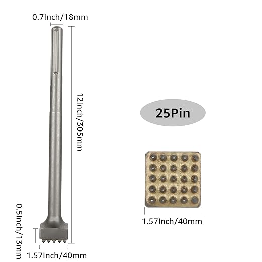 QTLCOHD 11 1/2 Inch SDS Max Bits 25 Tips Bushing Tool for Concrete Roughness Coating Remove Square Head for Rotary Hammer, Stone, Brick Wall