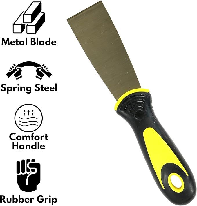 4-Pack Soft Grip Handle Putty Scraper Knife, Flexible Blade, 1.5-inch Wide