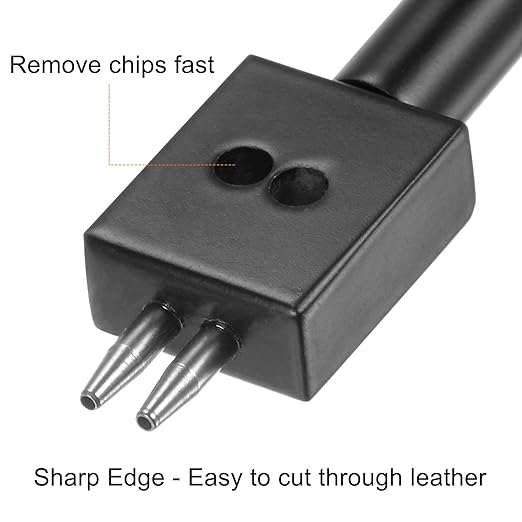 uxcell 2 Prong Leather Prong Punch Tool 4mm Steel Prong Row Round Hole Stitching Chisel for Leather Craft