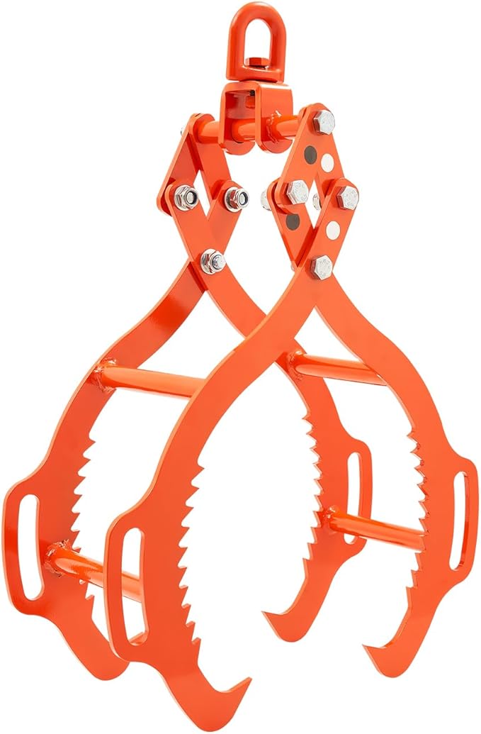 VEVOR Log Lifting Tongs 36in, 4 Serrated Claw Hook Log Tongs, Heavy Duty Steel Swivel Dragging Tongs, 3300LBS Log Grapple with Handles, Lumber Log Skidding Tongs for Tractors, Trucks, Forklifts, ATVs