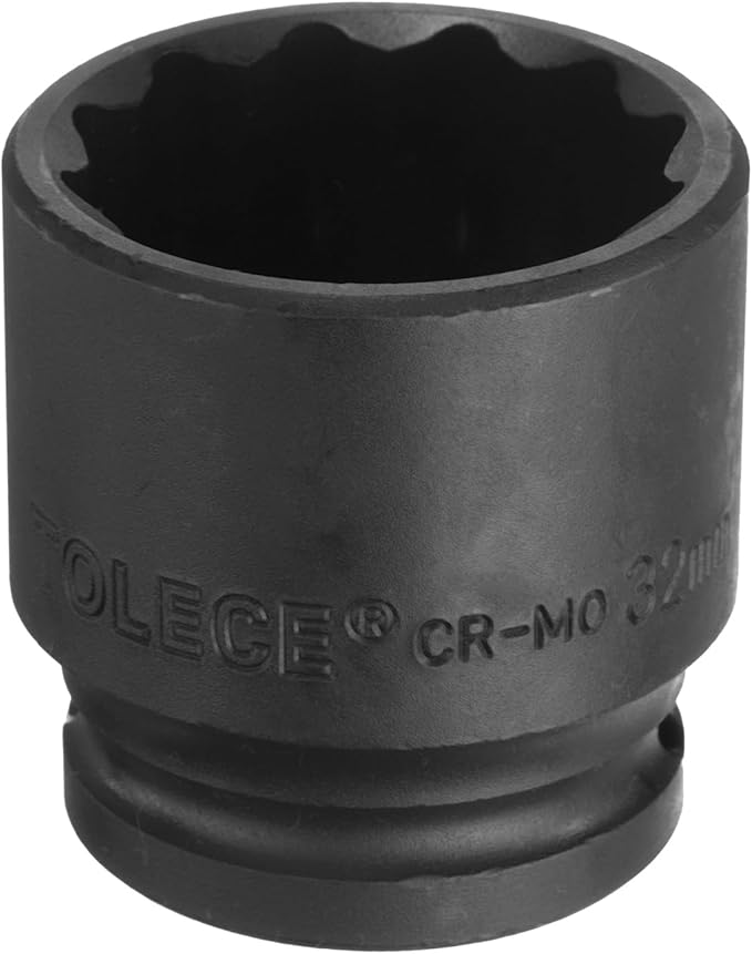uxcell 1/2" Drive x 32mm Shallow Impact Socket 12-Point Metric CR-MO Steel Nut Impact Grade Socket for Auto Repair