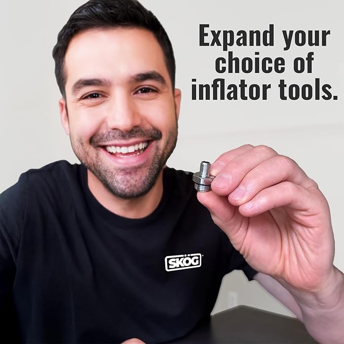 SK횜G Self-Sealing Tire Inflator Adapter ??1/4??NPT Male to Schrader Valve | No Teflon Tape | Leak-Free | for Air Compressors & Inflators