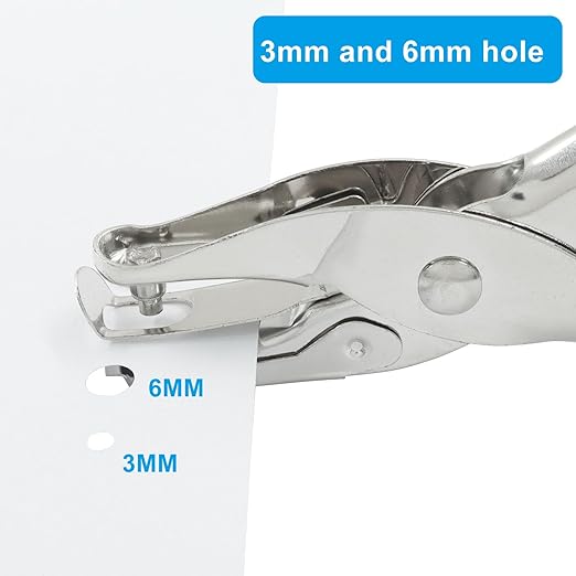 2 Pack 1/4 & 1/8 Inch Small Hole Punch, Metal Handheld Mini Single Hole Punch - Circle Shape, 8 Sheet Capacity for Tags, Clothing, Tickets, Cards & Crafts, Silver