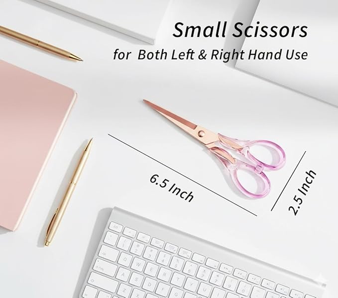 6.3??Small All-purpose Scissors, Stainless Steel Blade with Purple Acrylic Handle, Craft-Shears for Kids & Adult, Perfect for School, Home, Office Desk, Tijeras