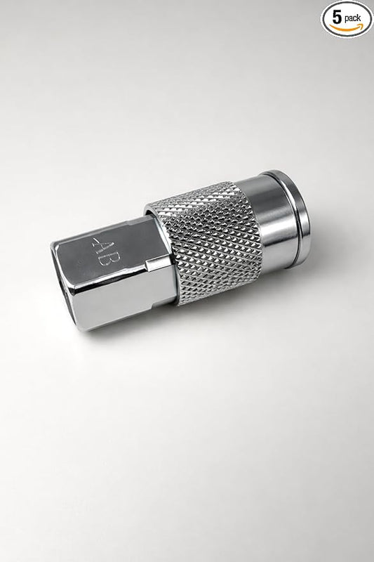 Airboss/US Tool System 100-1-1182, Steel Air Fittings Coupler, Flow Size 3/8", Threads Size 3/8", Industrial M-Type, NPT-Female, Max Pressure 300 PSI.