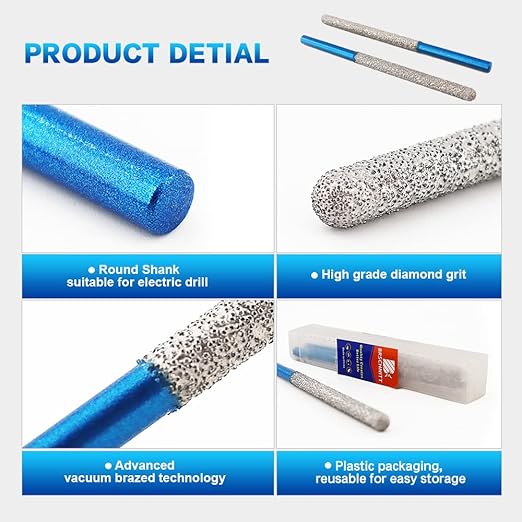Tuck Point Pin Diamond Bit - BRSCHNITT 4 5/8" Length x 1/4" Diamond Mortar Raking Bit with Round Shank for Wet/Dry Removing old Mortar Grinding/Shaping Masonry,Stone,Concrete,Inside Corners Diamond Glitter Bit.