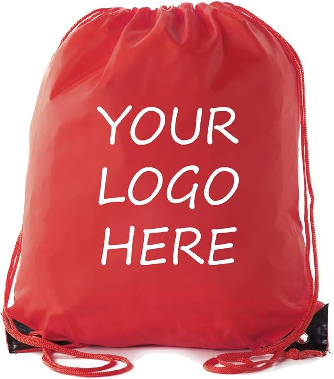 Mato & Hash Custom Bags With Your Logo | 10PK Promotional Drawstring Backpack - 10PK Red CE2500