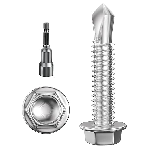 (300Pcs)#10×3/4" Hex Washer Head Self Drilling Screws, 410 Stainless Steel Metal SheetScrews，TEK Screws, Sheet Metal Self Tapping Screws
