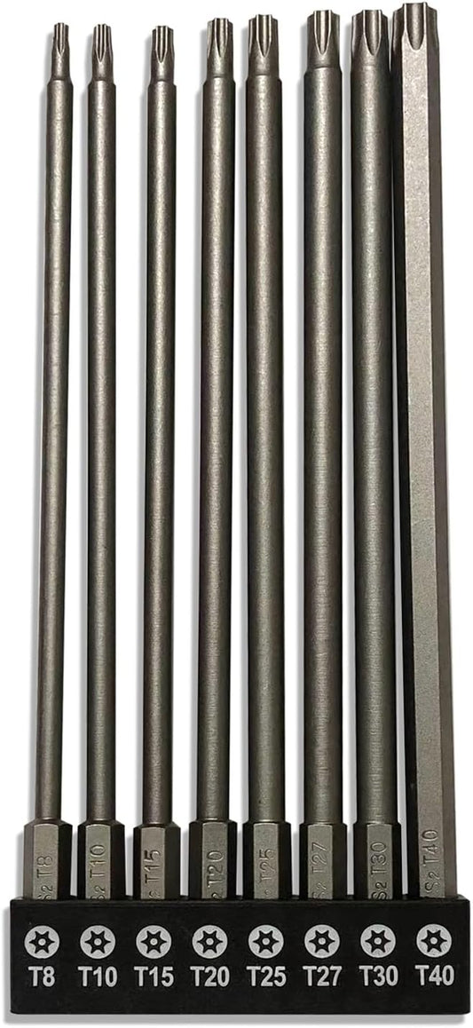 aiyun 8-Piece Security Bit Set, S2 Steel Magnetic Security Screwdriver Set 6 Inch Security Bits Shark Vacuum Screwdriver T8-T40 (150mm Length)