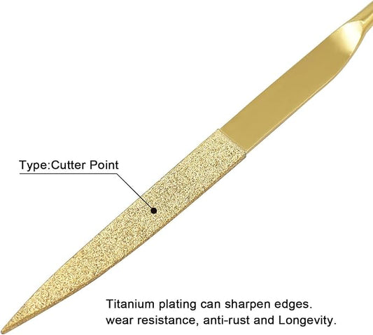 10 PCS Diamond Needle File (3×140mm) 150 Grit Titanium Coated Mini Metal Files Cutter Point Files for Precision Metal File Work Miniature DIY Jewelers/Glass/Ceramic
