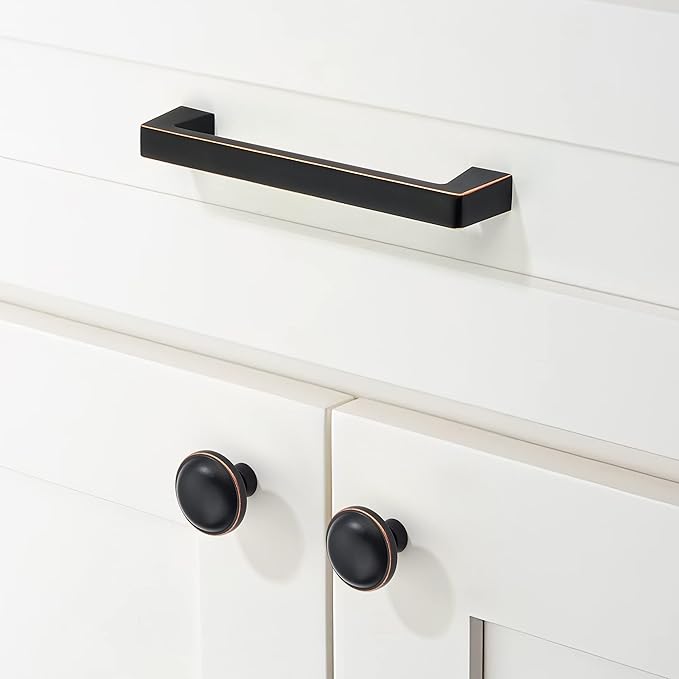 khtumeware 10 Pack 1-1/4 Inch Oil-Rubbed Bronze Cabinet Knobs Solid Round Dresser Knobs Drawer Knobs Simple Cabinet Hardware for Cupboard Drawer Pulls.