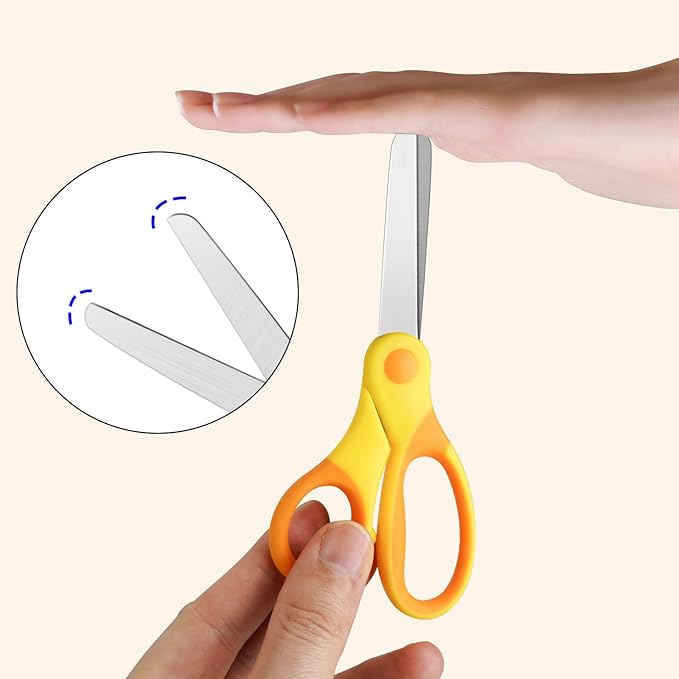 Kids Scissors,Safety Scissors for Kids,Soft Comfort-Grip Handles Blunt-Tip School Student Scissor,Great for DIY Arts Home Classroom,Childrens Scissor age 5-8 6-8,4 Pack