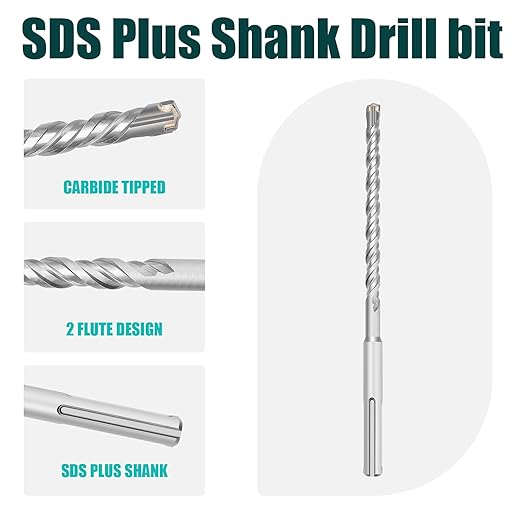 5 Pack 3/16 in x 6.3 in (5 x160mm) SDS Plus Rotary Hammer Drill Bit, Concrete Drill Bit,Masonry Drill Bit for Concrete, Brick and Cement,160mm Length (3/16 inch (5mm))