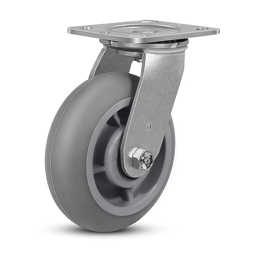 6"x 2" Heavy Duty Caster, Thermoplastic Rubber Wheels(Crown Tread)- 500 Lbs Per Casters, Plate Caster for Furniture Platform Trucks Workbench (1 Pack Brake)