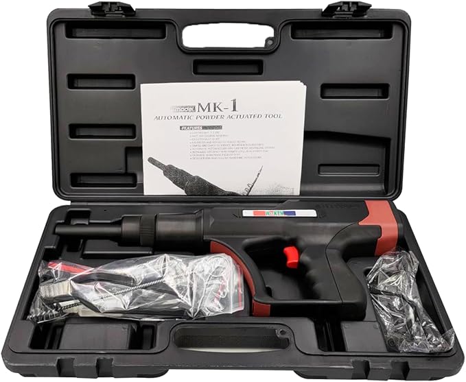 WEKEN Automatic Powder Actuated Tool ??Quiet Nail Gun for Concrete & Steel, Heavy Duty Recoil-Free Fastener with Auto Piston Return, Power Adjustment Dial, OSHA Compliant