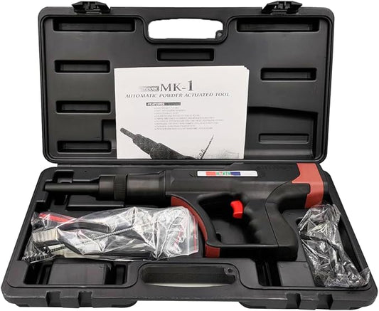 WEKEN Automatic Powder Actuated Tool ??Quiet Nail Gun for Concrete & Steel, Heavy Duty Recoil-Free Fastener with Auto Piston Return, Power Adjustment Dial, OSHA Compliant
