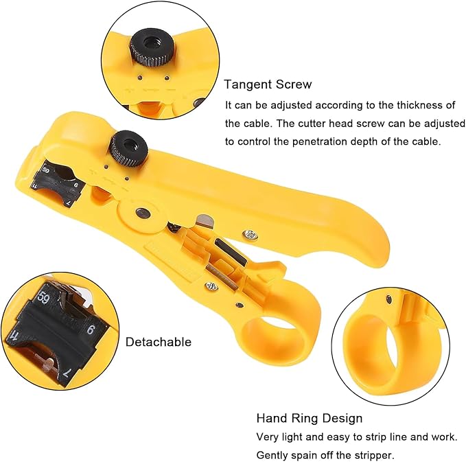 ALMOCN Coax Cable Crimper Tool Kit Coaxial Compression Tool (Type 3)