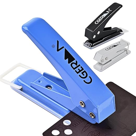 Single Hole Puncher, 3 Pack 竊?/4" Hole, 50% Labor Savings, Heavy Duty Metal Punch, 15 Sheet Capacity, for ID Cards, Chipboard, Art Project, Crafts Easy Punching