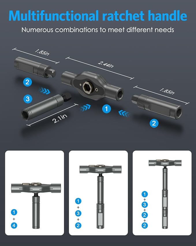 DIY Ratchet Screwdriver Set, Upgraded 34 in 1 Magnetic Screwdriver Set for Christmas Gifts, Switchable Repair Tool Kit with Magnetic Multi Bit, DIY T Handle for Furniture, Computer
