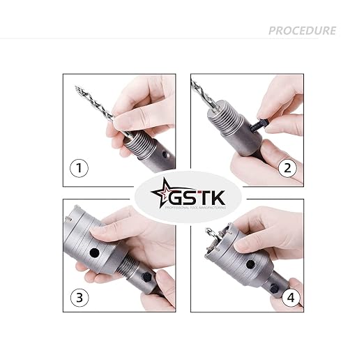 GSTK 105mm(4-1/8"),Concrete Hole Saw Kit with SDS Plus Shank, Gift with 5pcs Dust Catcher, Hole Saw Cutter for Brick、Concrete|、Cement 、Stone