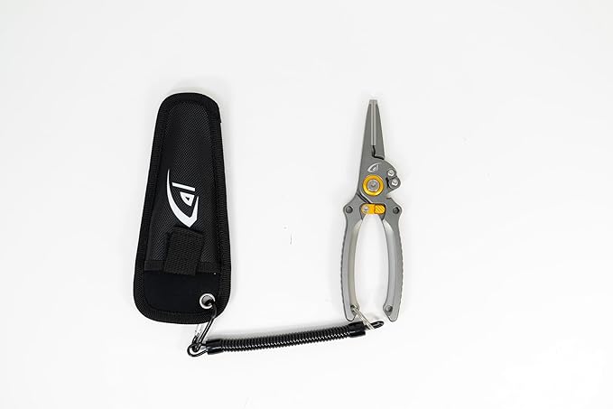 danco Aluminum 7.5??Precision Fishing Pliers with Stainless Steel Jaws, Cuts Braid with Ultra-Sharp Tungsten Carbide Side Cutter, Lockable, with Sheath, Perfect for Fresh & Saltwater
