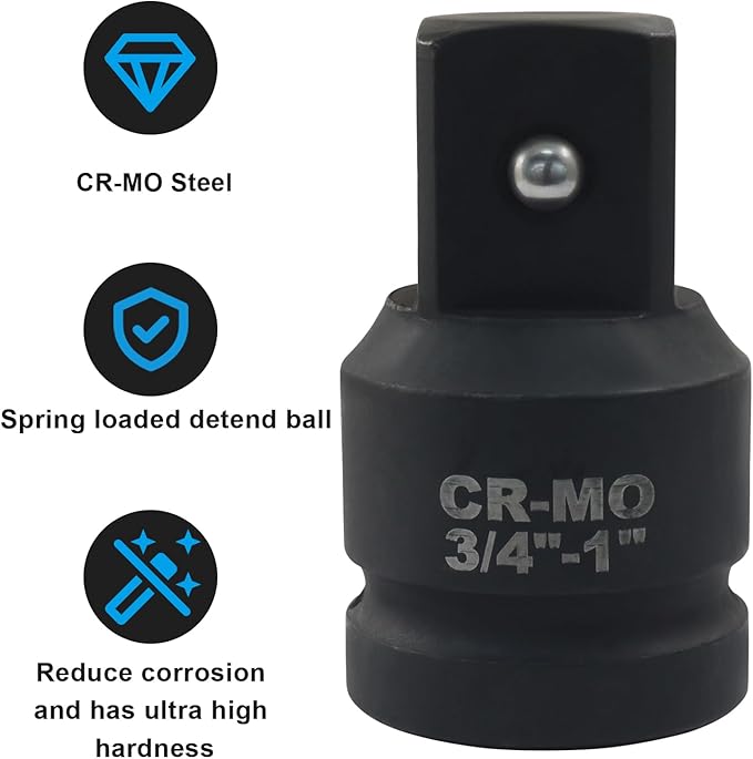 3/4" Female to 1" Male Impact Socket Adapter, Black Wrench Socket Adapter For Impact Driver