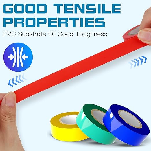 9 Rolls Coloured Electrical Tape - Professional White Black Red Green Blue Yellow Electrical Tape (0.7 Inch by 30 Feet), Electric Tape is Suitable for Domestic, Commercial, and Industrial Use