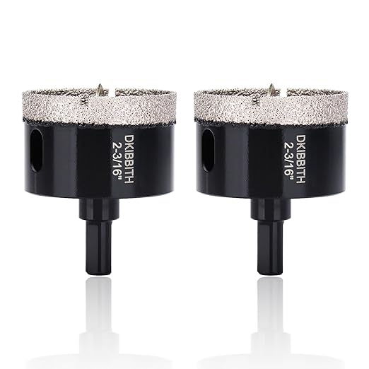 2-3/16" Diamond Hole-Saw Bits with Pilot Drill Bit - 2pc 2-3/16in Diamond Tipped Tile Hole Saws with Guiding Bit for Accurate Drilling for Porcelain Tile Ceramic Pots Granite Stone Glass Bottles 55mm