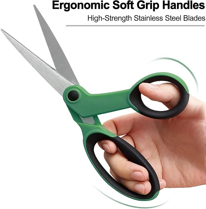 Premium Sewing Scissors Bundle - Heavy Duty Fabric Scissors (8"), Embroidery (5"), Small Detail (4"), Thread Snips (5"), Tailoring, Dressmaking, Quilting, Arts&Craft Supplies, Green