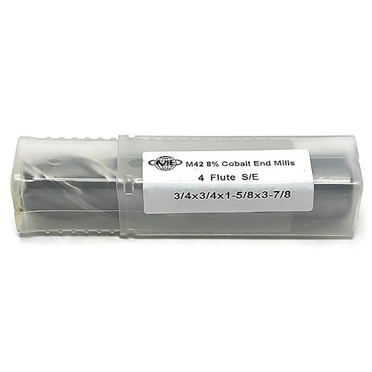 CME 5 pcs M42 Cobalt End Mills, Square Nose, Bright (Uncoated) Finish, 3/4" Mill Diameter, 1 5/8" Length of Cut, 3 7/8" Overall Length, 4 Flute, Center Cutting