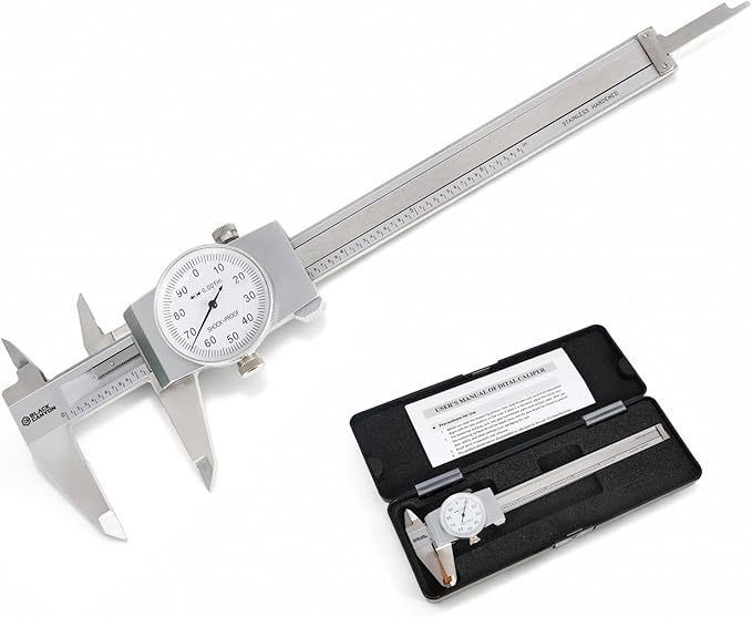 BLACK CANYON 6" Dial Caliper, 6 Inches Measurement, Caliper Measuring Tool, 0.001 inch fine Graduation, 4-Way Measurements, Hardened 4R13 Stainless Steel, Ideal for DIY/Household