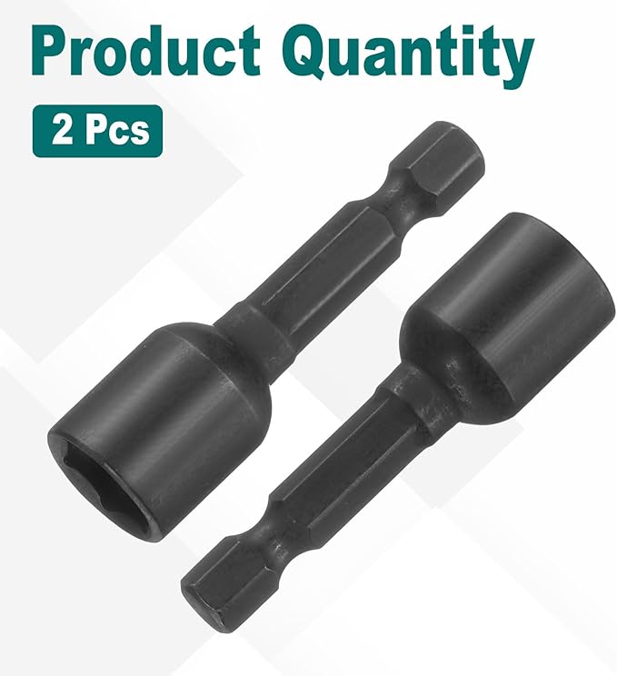 uxcell 2Pcs 1/4" Hex Shank 10mm Magnetic Hex Socket 48mm Length, CR-V Steel Quick-Release Impact Driver Socket Wrench Screw for Impact Drill Power Nut Setter
