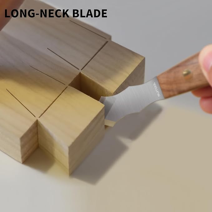RUITOOL Marking Knife, Long‑Neck Thin Blade Scribing Tool with Dual Grooves for Woodworking – High Carbon Steel Double Beveled Blade for Precision Wood Carving & Fine‑Line Scribing in Narrow Grooves