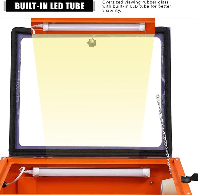 AutoForever 25 Gallon Air Sandblasting Cabinet,40-80 PSI Power Air Sand Blasting Cabinet,Heavy Duty Steel Sandblasting with Spray Gun & 4 Nozzle Bench Top Cabinet for Rust Removal,Stain,Paint