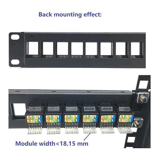 JINGCHENGMEI 2 Pack of 1U Patch Panel 24-Port Blank Keystone, 1U 19" Rackmount Housing for Keystone Jacks (2)