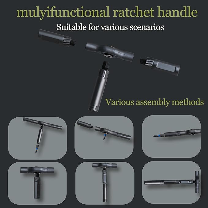 24 in 1 Magnetic Ratchet Screwdriver Set, T Handle Ratchet with Allen Wrench Bits, Bit Ratchet Tool Kit for Home Repair
