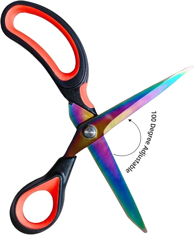Scissors Multi-Purpose, 9.5" Sharp Sewing Scissors, Professional Heavy Duty Titanium Coating Forged Stainless Steel Shears for Fabric Leather,Dressmaking,Tailoring,Quilting,Home,Office,Art & School