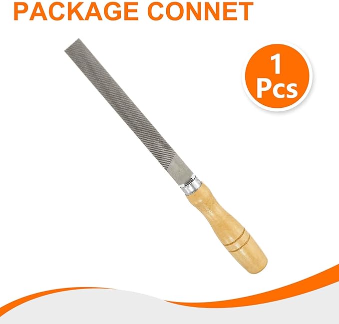 HARFINGTON Flat Coarse Cut File 6" Double Cut Teeth High Carbon Steel Hand Rasp File with Wood Handle for Metal Wood Deburring Removing