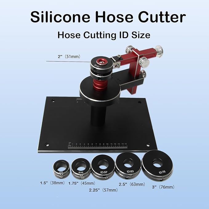 Silicone Tube Cutter,ID1.5"竊?8mm竊됵펽1.75"(45mm)竊?"(51mm),2.25"(57mm)竊?.5"(63mm)竊?"(76mm) Silicone Tube Cutting Machine, Metal Silicone Pipe Cutter竊똕ilicone Hose Cutter Tool (Black)