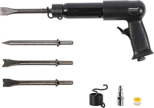 UW-AH250 Long Barrel Air Hammer Kit with Quick Change Retainer and 4 Chisels, 3-5/8 Inch Stroke, 2200 BPM, Light weight (AH250P - Long Barrel)